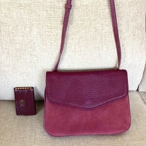 Moda Luxe Plum crossbody & Buxton Key/Fob case all leather